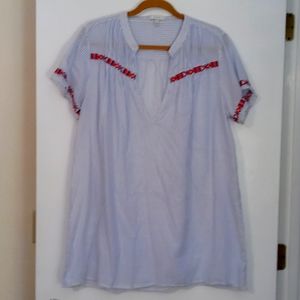J.Crew Tunic Top Blouse with Embroidery Sz XL